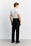 Men's Black Slim Ribbed Textured Baggy Fit Trousers A62Y3042 - 6