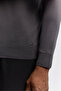 Men's Anthracite Polo Collar Zippered Easy-Ironing Anti-Wrinkle Regular Fit Sweater A62Y5010 - 2