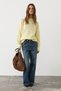 Nanna Women's Oversize Fit Soft Cashmere Crew Neck Thick Knitwear Yellow Sweater - 2