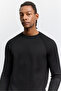Men's Black Crew Neck Raglan Sleeve Sweater A62Y5084 - 2