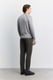 Men's Gray Crew Neck Easy-Iron Wrinkle-Resistant Long Sleeve Regular Fit Sweater A62Y5084 - 5