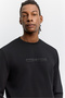Men's Black Crew Neck Easy-Iron Printed Interlock Regular Fit Sweatshirt A62Y1285 - 2