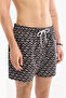 Men's Black Quick-Drying Printed Relaxed Fit Swim Shorts with Bag A61Y3828 - 4