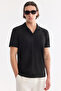 Men's Black Apaj Collar Easy Ü Tulle Enen Elastane Regular Fit T-Shirt A61Y1156 - 5