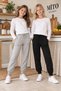 Flat Children's Sweatpants with Pockets and Elastic Waist Black Gray Ribana - 3