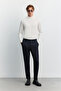 Men's Navy Blue Classic Soft Touch Relaxed Fit Trousers with Elastic Waist on the Side A62Y3068 - 2