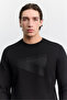 Men's Black Crew Neck Printed Interlock Regular Fit Sweatshirt A62Y1284 - 2