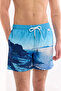 Men's Blue Quick-Drying Printed Relaxed Fit Swim Shorts with Bag A61Y3819 - 4