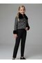 Girl's Collar and Sleeves Fur Tweed Fabric Crop Jacket - 2