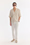 Men's Beige Double Breasted Soft Touch Short Sleeve Comfort Fit Shirt A61Y2096 - 7