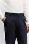Men's Navy Blue Classic Soft Touch Relaxed Fit Trousers with Elastic Waist on the Side A62Y3068 - 3