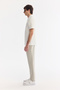 Men's Ecru Cotton Non-Curling Polo Collar Buttonless Bi-Stretch Regular Fit T-Shirt A61Y1130 - 3