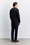 Men's Navy Blue Crew Neck Silicone Printed Interlock Sweatshirt A62Y1297 - 4