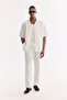 Men's White Cuban Collar 100% Linen Relaxed Cut Oversize Fit Short Sleeve Shirt A61Y2209 - 6