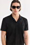 Men's Black Apaj Collar Easy Ü Tulle Enen Elastane Regular Fit T-Shirt A61Y1156 - 2
