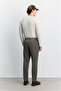 Men's Khaki Classic Waist Diagonal Patterned Wrinkle-Free Technical Fabric Relaxed Fit Trousers A62Y3008 - 5