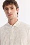 Men's Ecru Non-Curling Polo Collar Zippered Regular Fit T-Shirt A61Y1046 - 2
