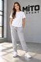 Flat Children's Sweatpants with Pockets and Elastic Waist Black Gray Ribana - 6