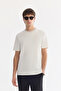 Men's Ecru Crew Neck Easy-Iron Regular Fit T-Shirt A61Y1034