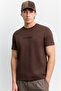 Men's Brown Crew Neck Cotton Easy-Iron Regular Fit T-Shirt A62Y1017 - 5