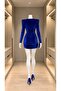 Long sleeve velvet dress 581990 cobalt blue - 4