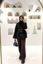 Double-Breasted Collared Leather Belted Short Trench Coat - Black