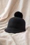 Women's Black Pompom Hat