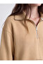 Two Mt Shop Quality Lcw Modest Beige Interlock Plain Standard & Regular Women's Sweatshirt Tunic - 3