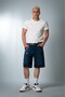 Light Navy Blue Baggy Jean Men's Shorts Jorts - 3