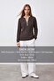 Women's Coffee Color Collar Buttoned Ribbed Knit Sweater Alc-X15922 - 2