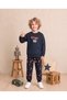 Boy's 100% Cotton Interlock Game over Printed Long Sleeve Pajama Set Indigo