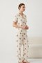 V-Neck Closure Elastic Waist Off-White Pajama Set - 6