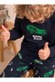 Boy's 100% Cotton Interlock Game over Printed Long Sleeve Pajama Set Navy Blue - 3