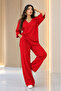 Women's V-Neck Loose-Fitting Long-Sleeved Blouse and Casual Pants Two-Piece Set - 3