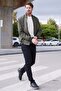 Metal Embellished Zippered Stand Collar Coat - 2