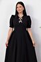 Crew Neck Bowknot Short Sleeve Dress Grs4165 - 2