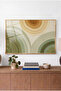 Botanical Cycles Themed Horizontal Glass Table - Gold Metal Framed Table for Home, Business, and School