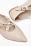 Large Size Women's Ballerina Flats in Beige with Double Straps and Hurdan Sole - 2