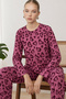 Women's Striped Regular Fit Lilac Pajama Set 4764 - 4