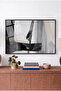 Monochrome Detailed Horizontal Glass Table - Black Metal Framed Table for Home, Business, and School