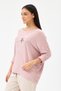 Women's Powder Italian Star Patterned Bat Sleeve Oversize Lycra Knitwear Sweater Size 40 - 48 - 2
