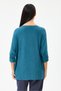 Women's Turquoise Italian Star Patterned Bat Sleeve Oversize Lycra Knitwear Sweater 40 - 48 Size - 5