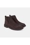 Men's Dark Brown Elastic Nubuck Leather Chelsea Boots
