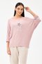 Women's Powder Italian Star Patterned Bat Sleeve Oversize Lycra Knitwear Sweater Size 40 - 48