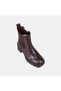 Women's Bitter Brown Rubber Detailed Zippered Heeled Leather Boots - 7