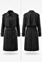 Double Buttoned Front Belt Detailed Lined Trench Coat 530031 Black - 2
