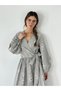Lady Belted Double Breasted Balloon Sleeve Dress Women's Gray - 3