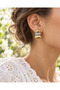 Gold Color Stone Women's Earrings Three-Section Curved Design