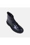 Men's Black Leather Boots with Lace-Up Detail and Zipper - 7