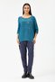 Women's Turquoise Italian Star Patterned Bat Sleeve Oversize Lycra Knitwear Sweater 40 - 48 Size - 3